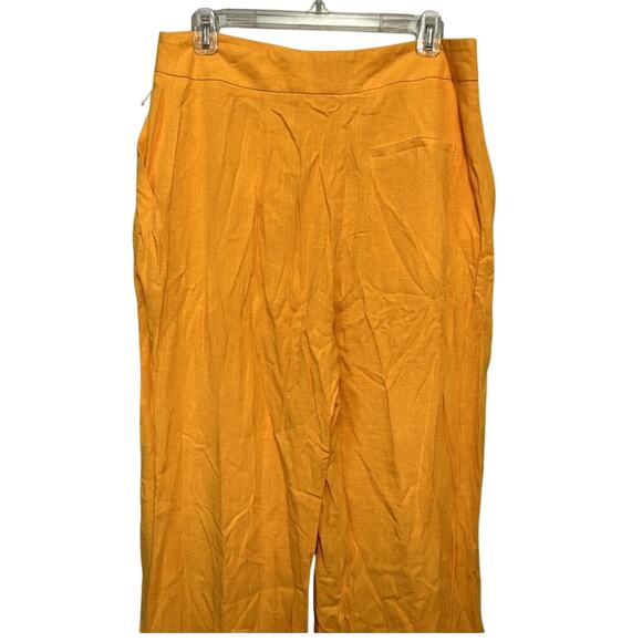 ASOS Wide Leg Pants High Rise Side Pockets Linen Blend Orange Women's US 10 NWT - Picture 5 of 11